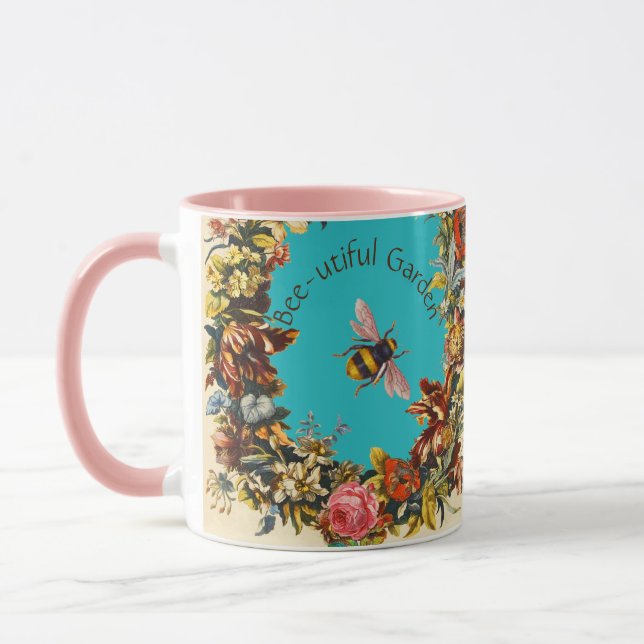 FLOWERS ,HONEY BEE IN BLUE SKY FLORAL BEEKEEPING TASSE (Links)