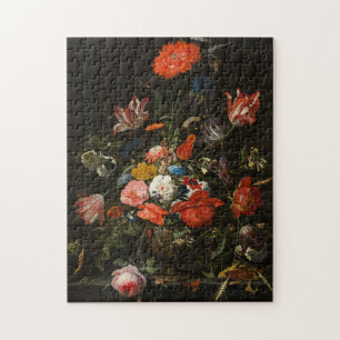 Flowers in a Metal Vase, Abraham Mignon Puzzle
