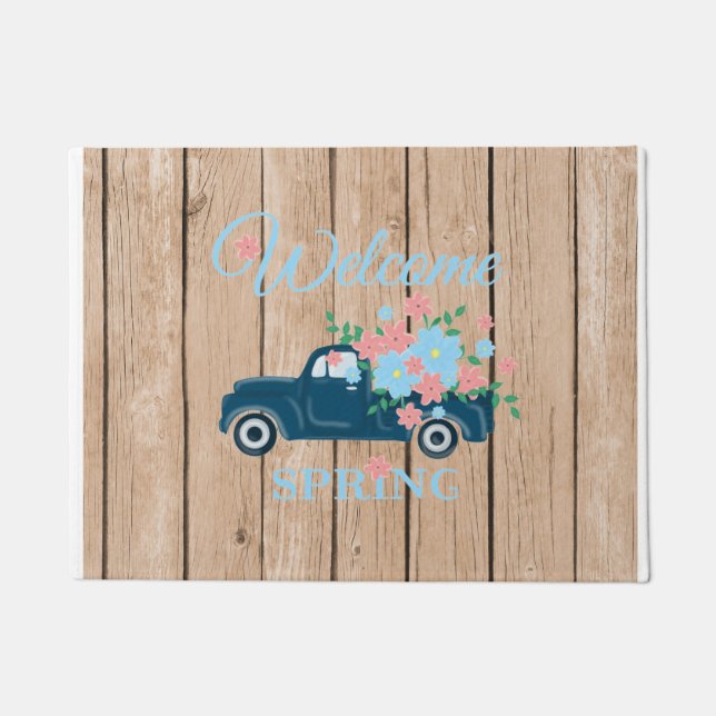 Flowers In A Pickup Truck Welcome Spring  Doormat Fußmatte (Vorderseite)