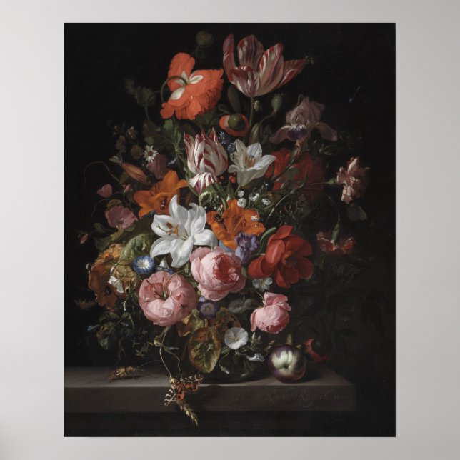 Flowers in Glass Vase, 1704 Poster (Vorne)
