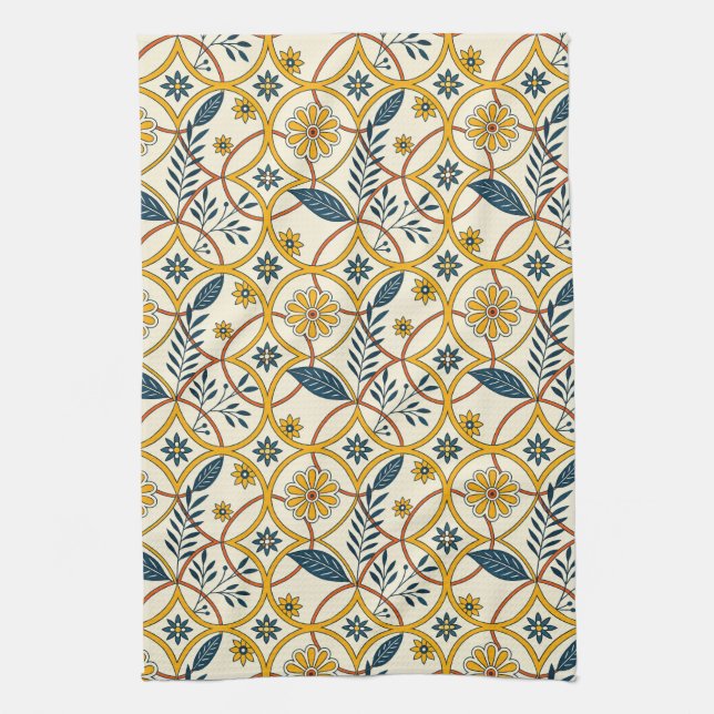 Flowers in Zircles Geschirrtuch (Vertikal)