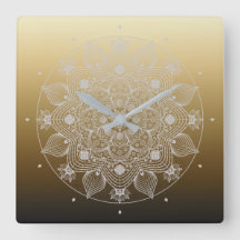 Flowers, Leaves, White Lace Floral Mandala on Gold