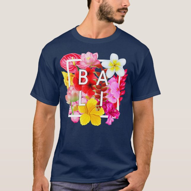 Flowers of Bali Word Art  Bali Indonesia T-Shirt (Vorderseite)