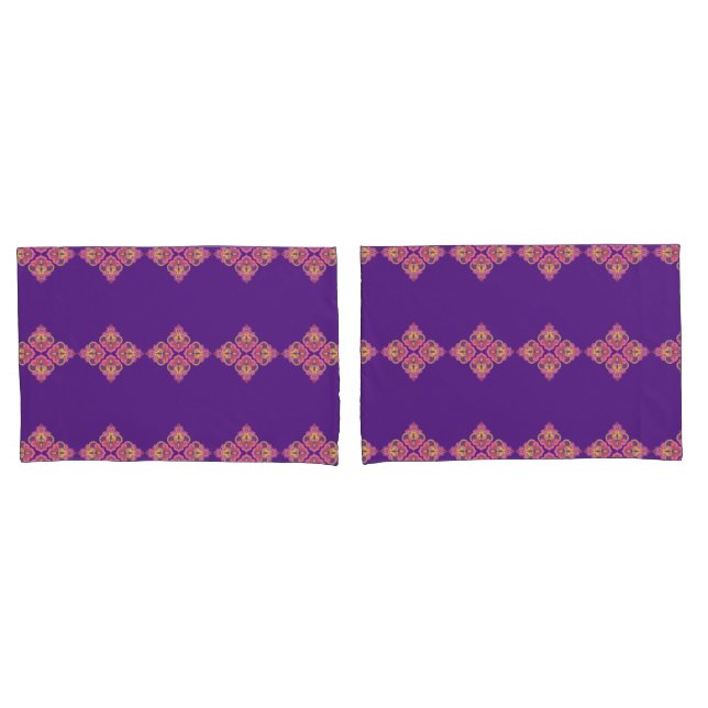 Flowers on Purple Pillowcase Kissenbezug (Vorderseite-Set)