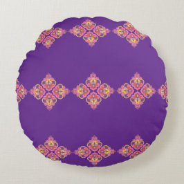 Flowers on Purple Round Pillow Rundes Kissen