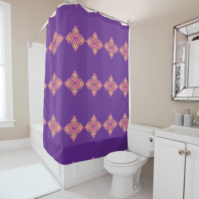 Flowers on Purple Shower Curtain Duschvorhang (Beispiel)
