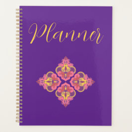 Flowers on Purple Spiral Photo Notebook Planer