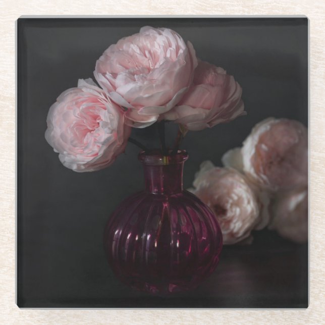 Flowers | Pale Pink Peonies in Vase Glasuntersetzer (Vorderseite)