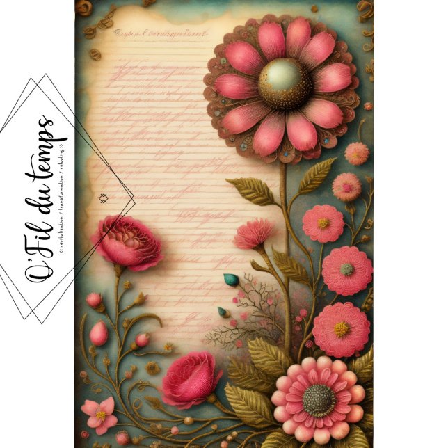 Flowers & Postcard Nr. 4 Vintage Tissue Paper Seidenpapier (Von Creator hochgeladen)