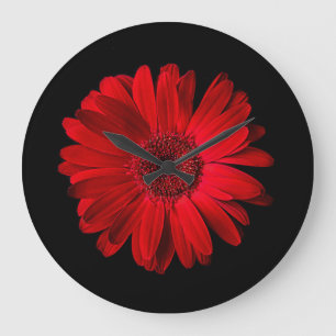 Flowers   Red Gerbera Daisy Große Wanduhr