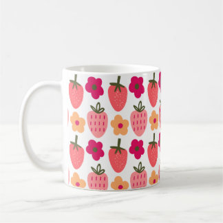 flowers & strawberries pattern kaffeetasse