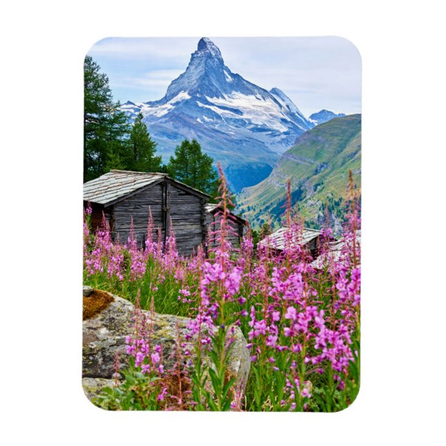 Flowers | Summer Matterhorn Switzerland Magnet (Vertikal)