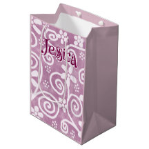 Flowers Swirls Pink White Pattern Personalized