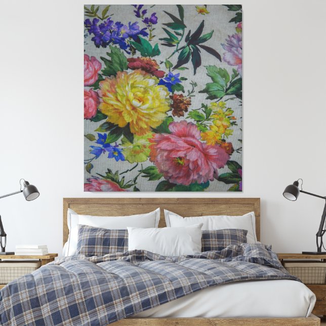 Flowers texture Jacquard tapestry canvas Leinwanddruck (Insitu (Schlafzimmer))
