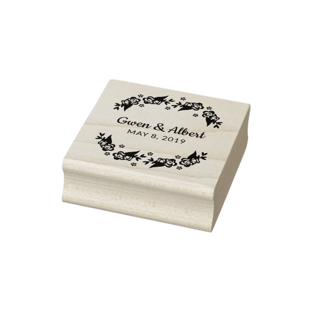 Flowers & Twigs Wedding Monogram Gummistempel (Stempel)