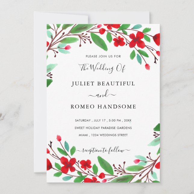 Flowers Wedding Invitation - Custom Colors (Vorderseite)