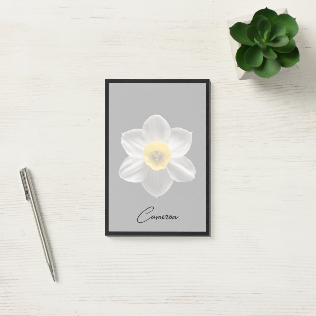 Flowers | White Daffodil Flower Post-it Klebezettel (Büro)