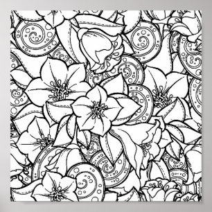Flowery Zendoodle 2 Poster