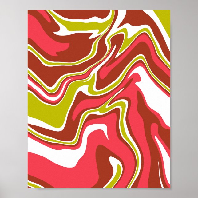 Flowing Color Layers in Red, Olive Green, & White Poster (Vorne)