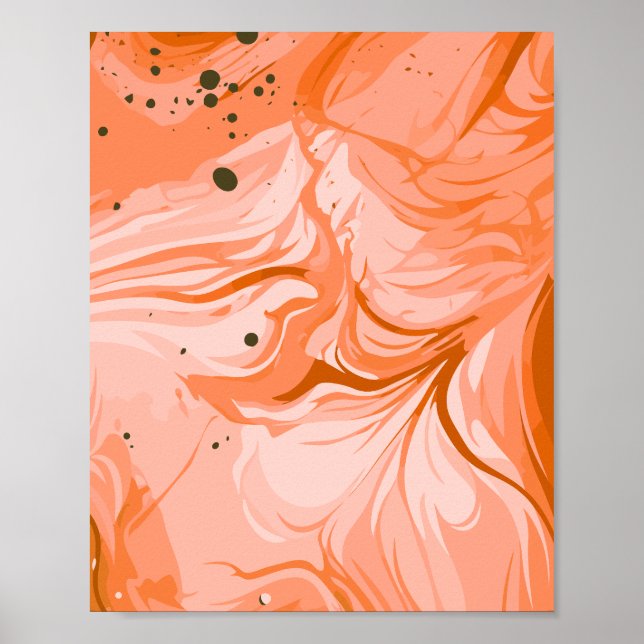 Flowing Coral and Peach Swirls Poster (Vorne)