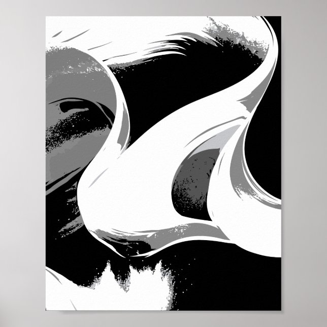 Flowing Curves in Black, White, and Gray Poster (Vorne)