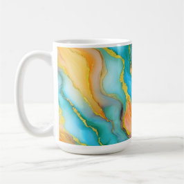Flowing  Marble Effect  in Teal, Orange and Gold Kaffeetasse
