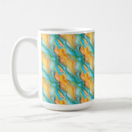 Flowing  Marble Effect  in Teal, Orange and Gold Kaffeetasse