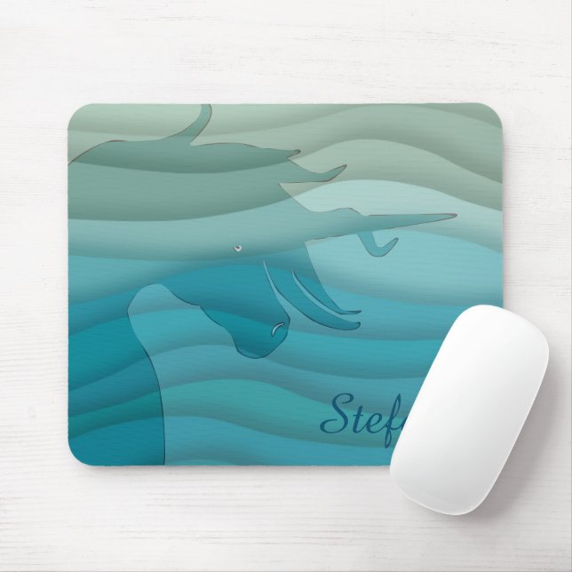 Flowing Unicorn Silhouette (wavy) Mousepad (Mit Mouse)