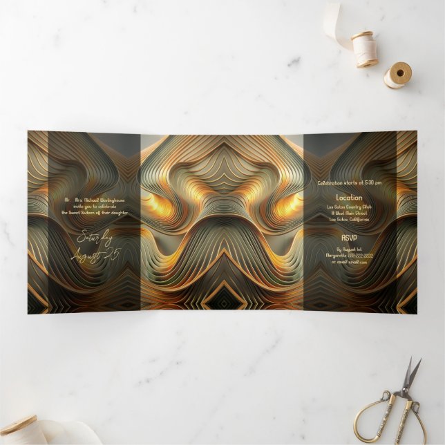 Flows Modern Gold Sweet 16 Party Einladungen (Innenseite)