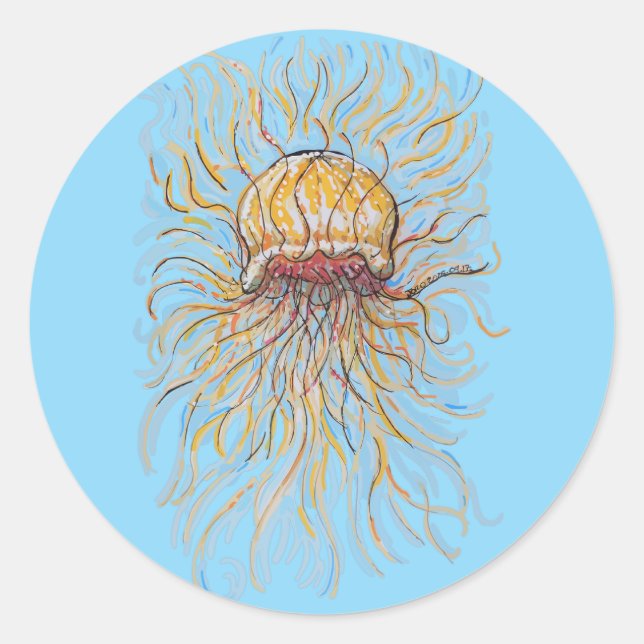 Flowy Jellyfish Runder Aufkleber (Vorderseite)