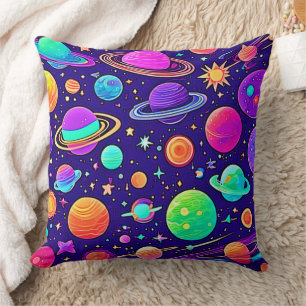 Flowy Neons: Planeten & Sterne Kissen