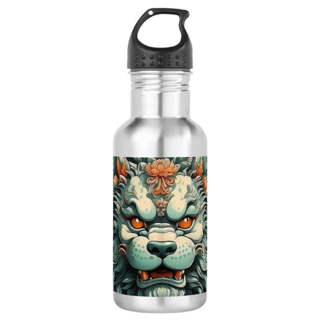 Flu Lion of Wisdom  Edelstahlflasche (Vorderseite)