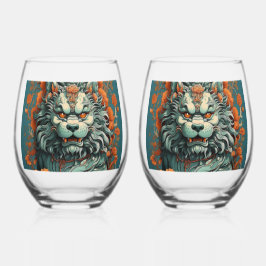 Flu Lion of Wisdom    Weinglas Ohne Stiel
