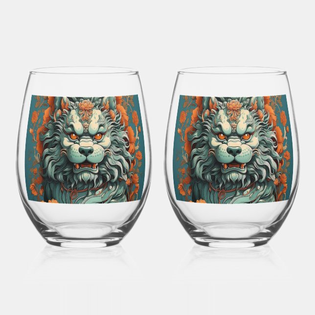 Flu Lion of Wisdom    Weinglas Ohne Stiel (Vorderseite)