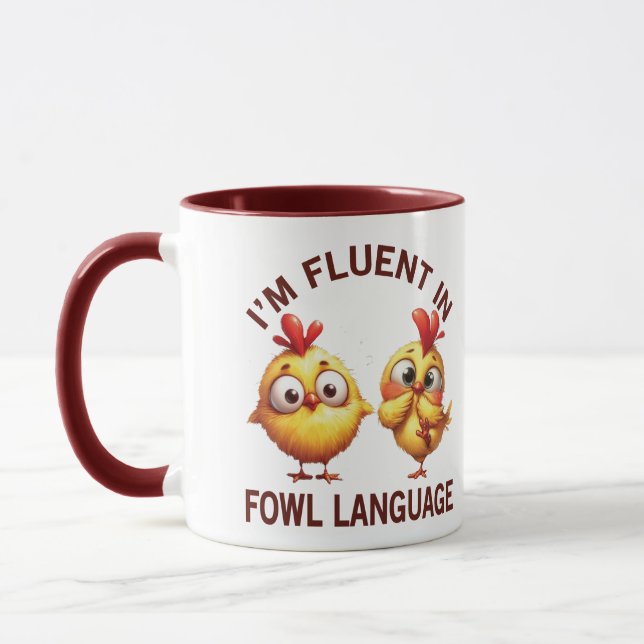 Fluat in Fowl Language lustiges Huhn Tasse (Links)