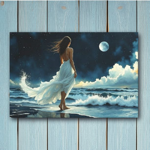 Flucht am Meer unter dem Mond Küstenkunst Leinwanddruck