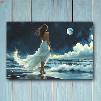 Flucht am Meer unter dem Mond | Küstenkunst Leinwanddruck