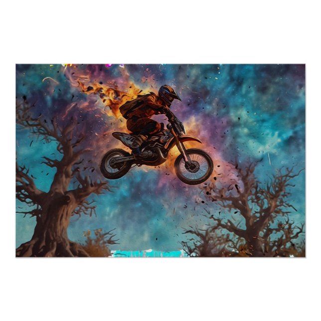 Flucht aus dem Feuer - Motorradfahrer Poster (Vorderseite)