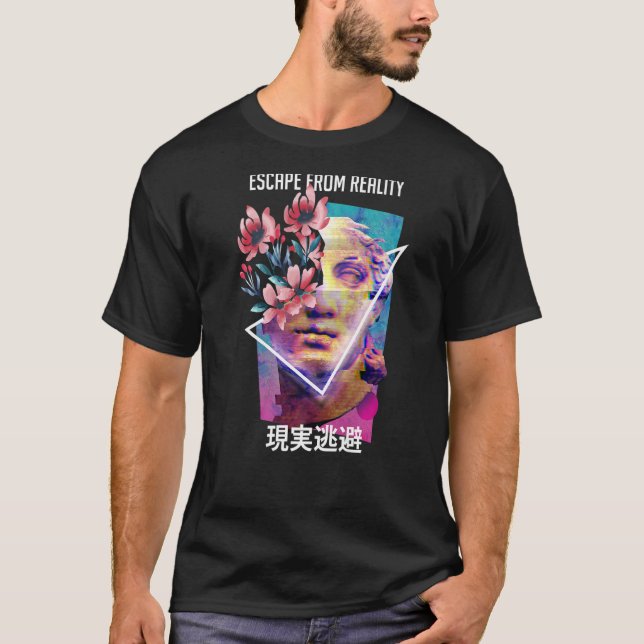 Flucht aus der Realität Vaporwave Ästhetik Japanis T-Shirt (Vorderseite)