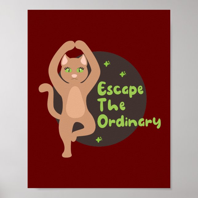 Flucht der niedlichen Kawaii-Katze bei Yoga Poster (Vorne)
