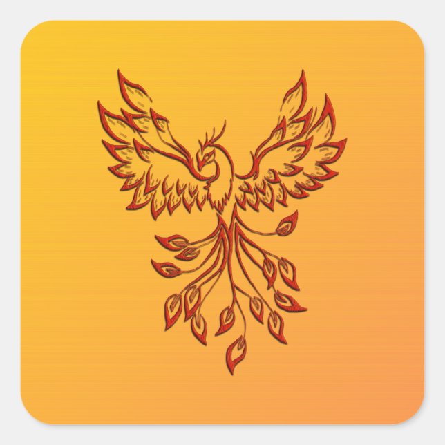 Flucht eines Phoenix Quadratischer Aufkleber (Vorderseite)