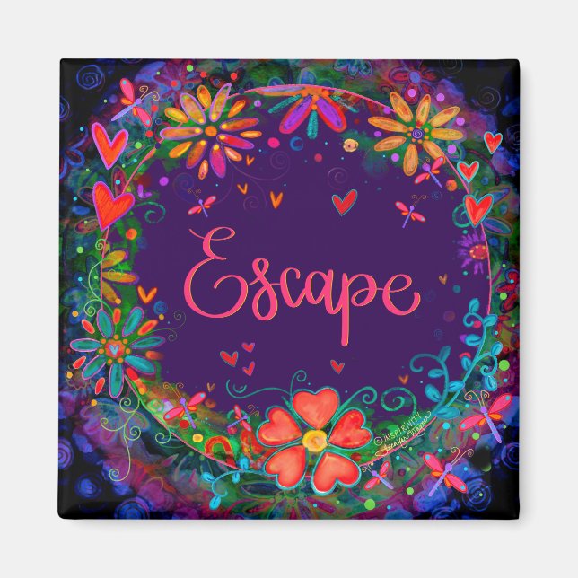 Flucht Hübschen Spaß Floral Moderne Inspirivity Magnet (Vorne)