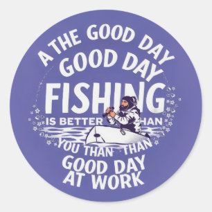 Flucht in die Ruhe: Fischen vs. Arbeit Runder Aufkleber
