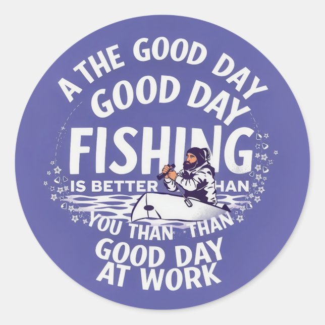 Flucht in die Ruhe: Fischen vs. Arbeit Runder Aufkleber (Vorderseite)