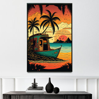 Flucht in Fidschi's Coral Reef Beach Cabanas Poster