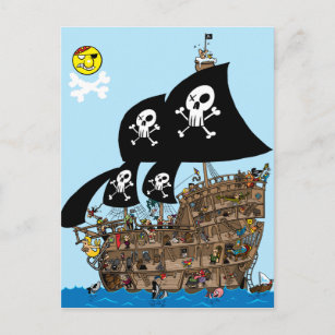 Flucht vor Piratenschiff Postkarte