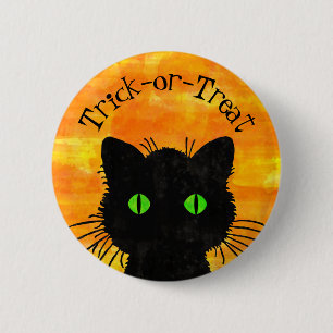 Flüchtige Blick-A-Boo Black Cat Orange Trick-oder- Button