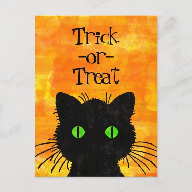 Flüchtige Blick-A-Boo Black Cat Orange Trick-oder- Postkarte (Vorderseite)