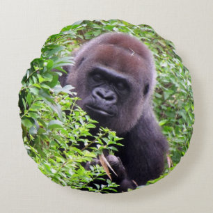 Flüchtige Blick-A-Boo Gorilla Keuchkissen Rundes Kissen