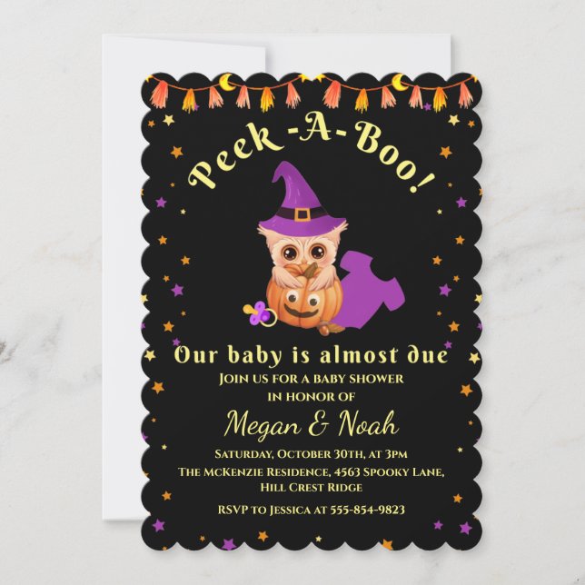 Flüchtige Blick-A-Boo Halloween Kinderdusche Einla Einladung (Vorderseite)